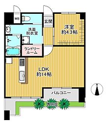 ノバ勝山公園 1LDKの間取図画像