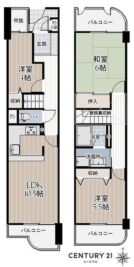 専有面積:67.82平米 バルコニー面積:14.06平米 間取り:3LDK!