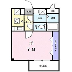 メゾン・プラティーク 1階1Kの間取り