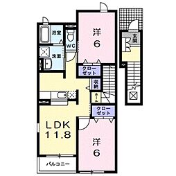 ソレイユイズミ1 2LDKの間取図画像