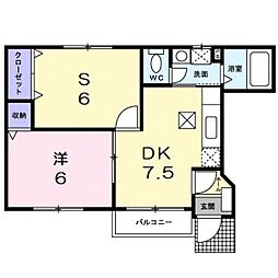 ベルアラモ 1DKの間取図画像