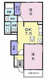 ヴィラノースボール 2DKの間取図画像