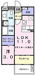 レジィデンスたなべK 1LDKの間取図画像