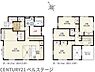 間取り：開放感あふれる吹抜付きの約22.2帖LDKが自慢です！リネン庫やWICなど収納も大充実！2階には洋室4室を備えており、ご家族みんながゆったりと快適に暮らせる魅力満載の4LDK住宅です！
