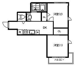 モント中馬込 2Kの間取図画像