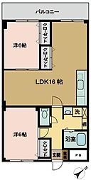 川越淺間台マンション 2LDKの間取図画像