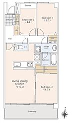 鎌倉七里ガ浜パーク・ホームズ 3LDKの間取図画像