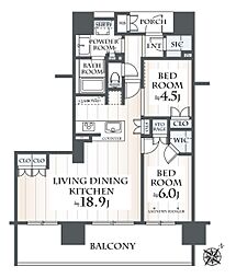 ソルフィエスタつきみ野レジデンスタワー 2LDKの間取図画像