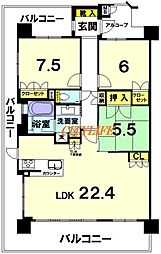 ネバーランド京都下鴨東 3LDKの間取図画像