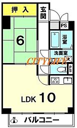 西京極ハイツ 1LDKの間取図画像