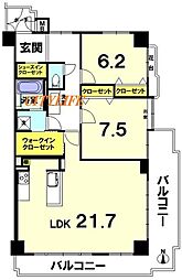シャルマンコーポ山科なぎの辻 2LDKの間取図画像