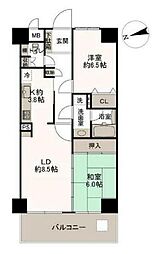 エクレール高崎 2LDKの間取図画像