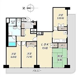 難波スカイハイツ 4LDKの間取図画像