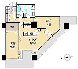 ローレルコート難波 2LDKの間取図画像