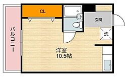 ハイネス白萩 ワンルームの間取図画像