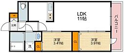 ATLAS加賀屋 2LDKの間取図画像