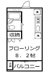 上原グリーンハイム ワンルームの間取図画像