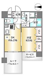 エステムプラザ京都聚楽第粋邸 1DKの間取図画像