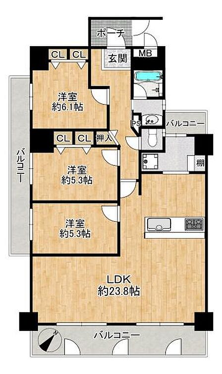 3LDK 間取り