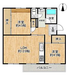 新多聞第2住宅111号棟 2LDKの間取図画像