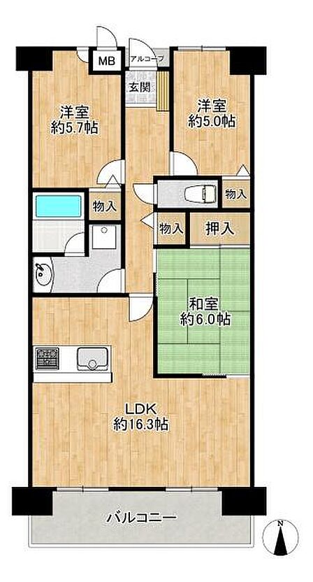 3LDK 間取り