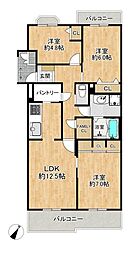 コンフォール学園緑が丘第225棟 3LDKの間取図画像