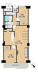 高石スカイハイツ 2LDKの間取図画像