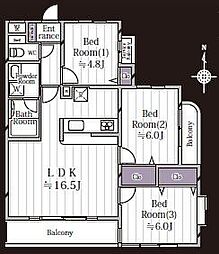 ヴィラヴェール藤沢 3LDKの間取図画像