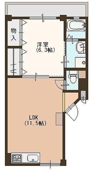 北口マンション　野洲市北野1丁目 ｜滋賀県野洲市北野１丁目(賃貸マンション1LDK・2階・35.00㎡)の写真 その2