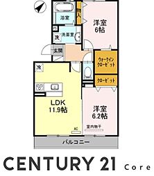 グラン・フォレ 2LDKの間取図画像