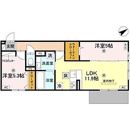 D-room守山3丁目 守山3丁目 2LDKの間取図画像