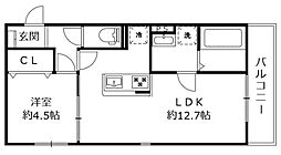 アリア守山 1LDKの間取図画像