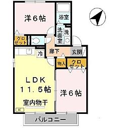 アルカディアD 2LDKの間取図画像