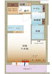 Garden court yasu 野洲市市三宅 ワンルームの間取図画像