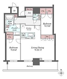 ローレルタワー堺筋本町 2LDKの間取図画像
