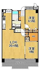 シティハイツこの花 2LDKの間取図画像