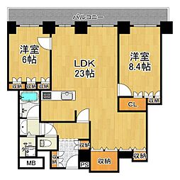 オークプリオタワーレジデンス 2LDKの間取図画像