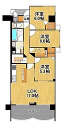 朝日プラザヴェルデュール大正三軒家 3LDKの間取図画像