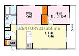 サンシャイン唐崎 2LDKの間取図画像