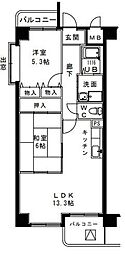 ガイア萱野浦 2LDKの間取図画像