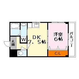 ミレニアム2000 1DKの間取図画像