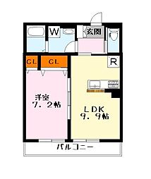 ベルメゾンF1 1LDKの間取図画像