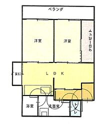 サンコーポ 2LDKの間取図画像