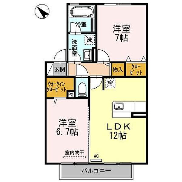 カーサグランデ ｜滋賀県栗東市小柿３丁目(賃貸アパート2LDK・2階・59.34㎡)の写真 その2