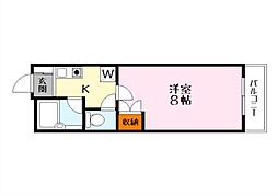 プロスパ2 2階1Kの間取り