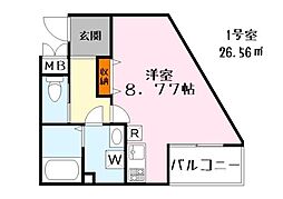 ビエノス野村 ワンルームの間取図画像