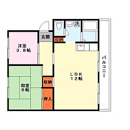 南井ハイツ 3DKの間取図画像