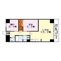 ヴィエナ栗東 1SLDKの間取図画像