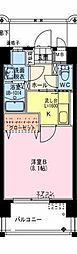 ヴィスコンティ 1Kの間取図画像