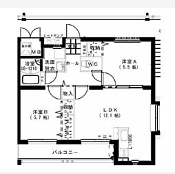 ユーミー江平A 2LDKの間取図画像